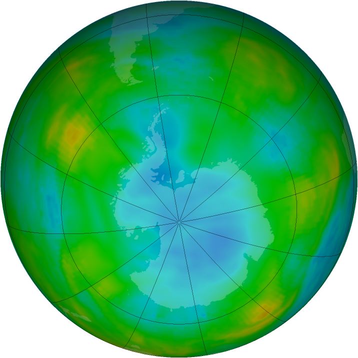 Antarctic ozone map for 18 July 1989